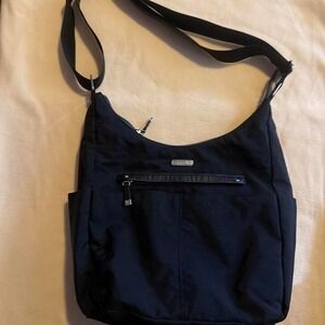 Baggallini Black Nylon Crossbody Hobo Bag Travel Purse Organizer